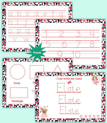 Custom Name Handwriting Sheets – Reusable Kids Tracing Mats | Waterproof Educational Set