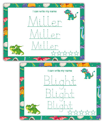 Personalized Name Writing Mat – Dinosaur Handwriting Practice Board, Waterproof & Reusable