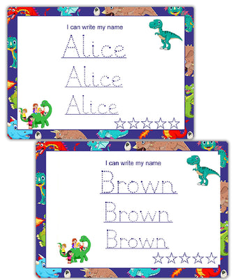 Personalised Name Tracing Mat - Dragon Theme Reusable Dry Erase Writing Board