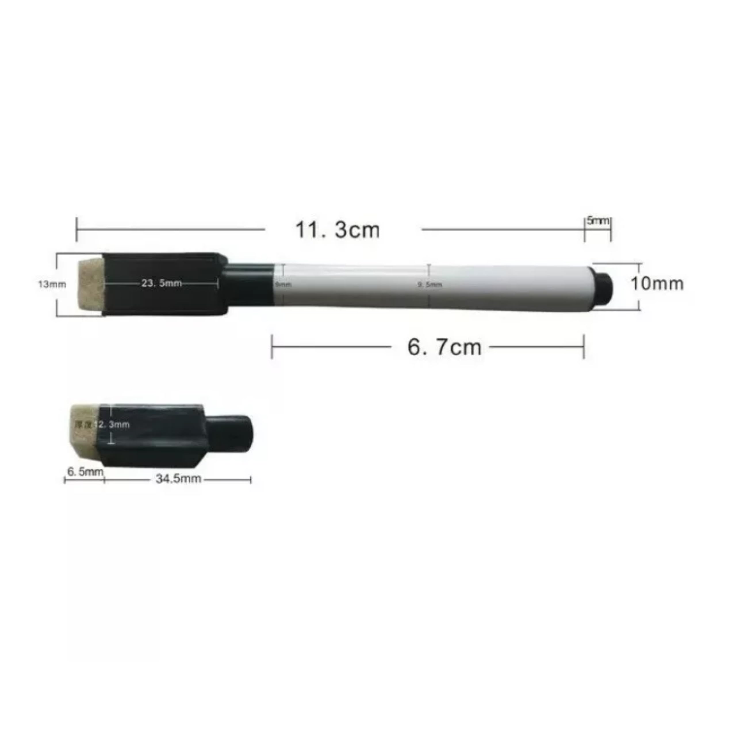 Tracing pen with eraser and measurement diagram for Alphabet, Numbers & Words Tracing Mats.