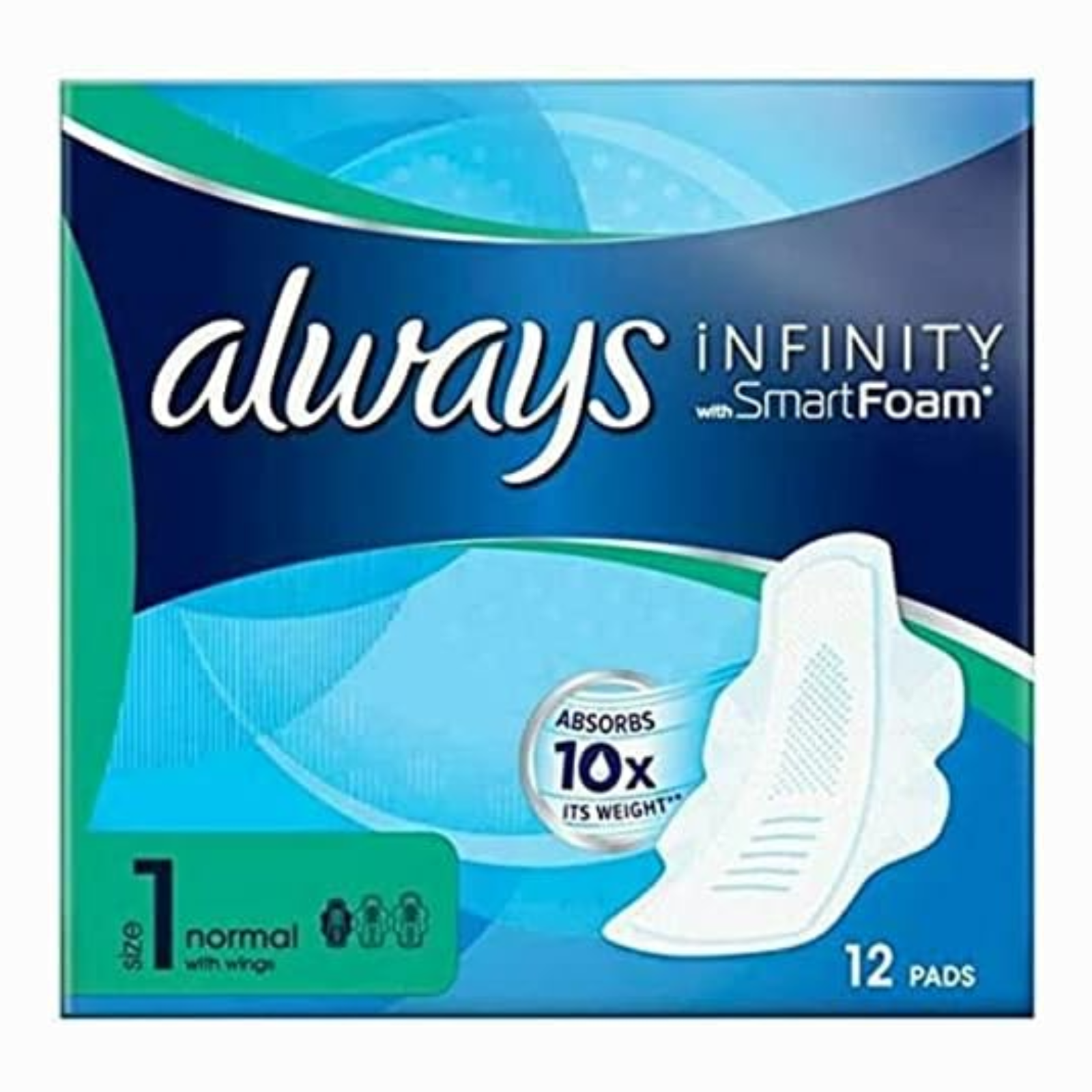 Always Infinity FlexProtect Pads Long Size 2 Wing Unscented –72 Count, Leak-Free by Always