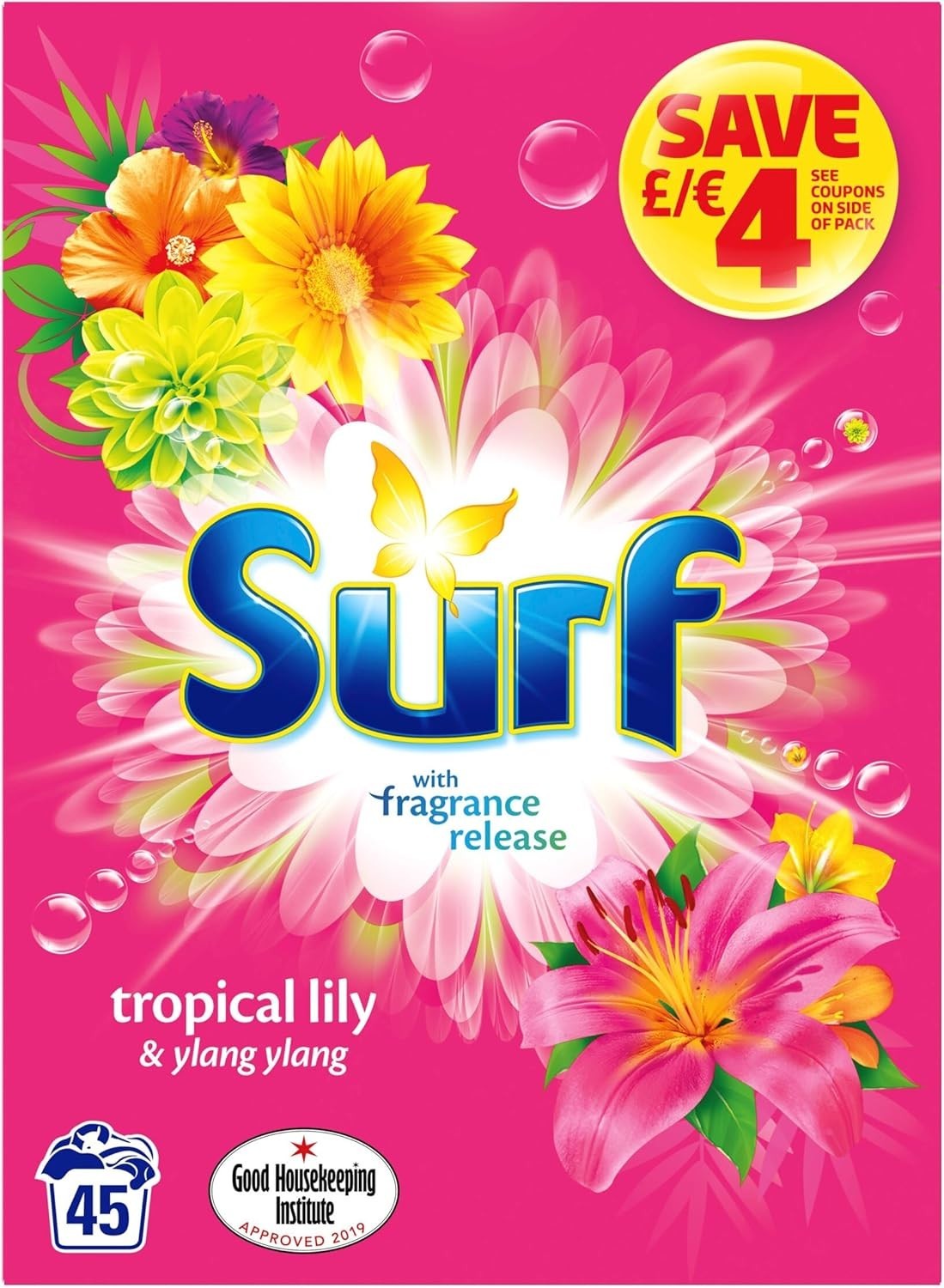 Surf Tropical Lily & Ylang Washing Powder 45 Washes 3.185kg Laundry Detergent by Surf