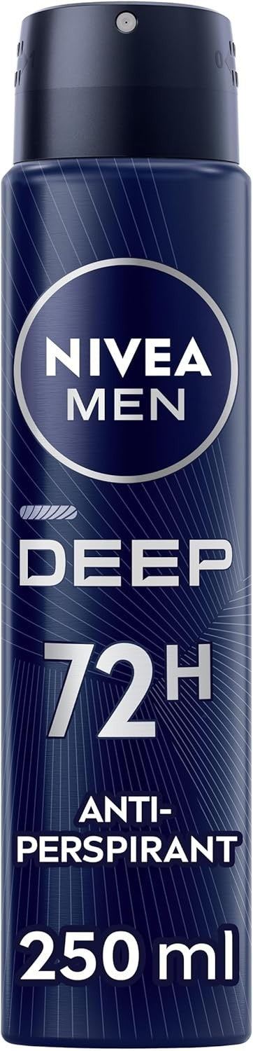 NIVEA MEN DEEP Black Carbon Anti-Perspirant Spray 250ml Pack of 6 Deodorant by Nivea Men