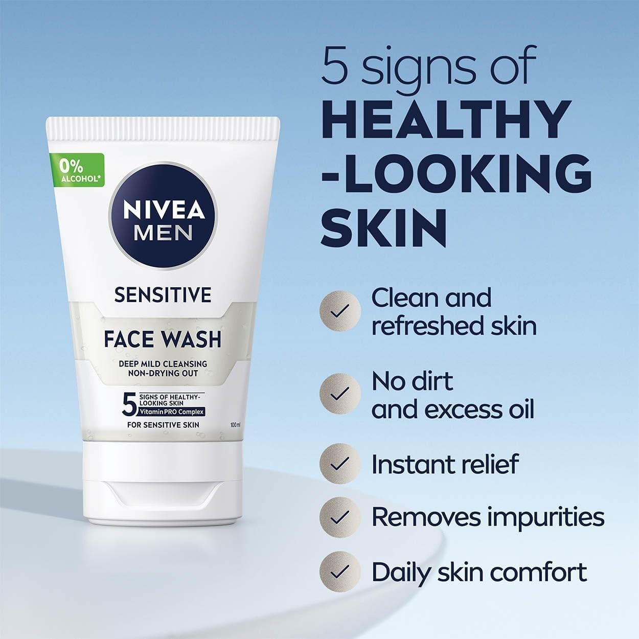 NIVEA MEN Sensitive Face Wash 100ml x6 | Zero Alcohol, Vitamin E, Skin Care by Nivea Men