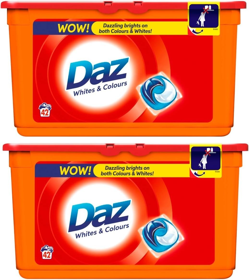 Daz 3 in 1 Pods Washing Capsules 2 x 42 Wash Laundry Detergent Pack by Daz