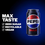 Pepsi Max No Sugar Cola Cans 24 x 330ml Low Calorie Soft Drink Multipack by Pepsi