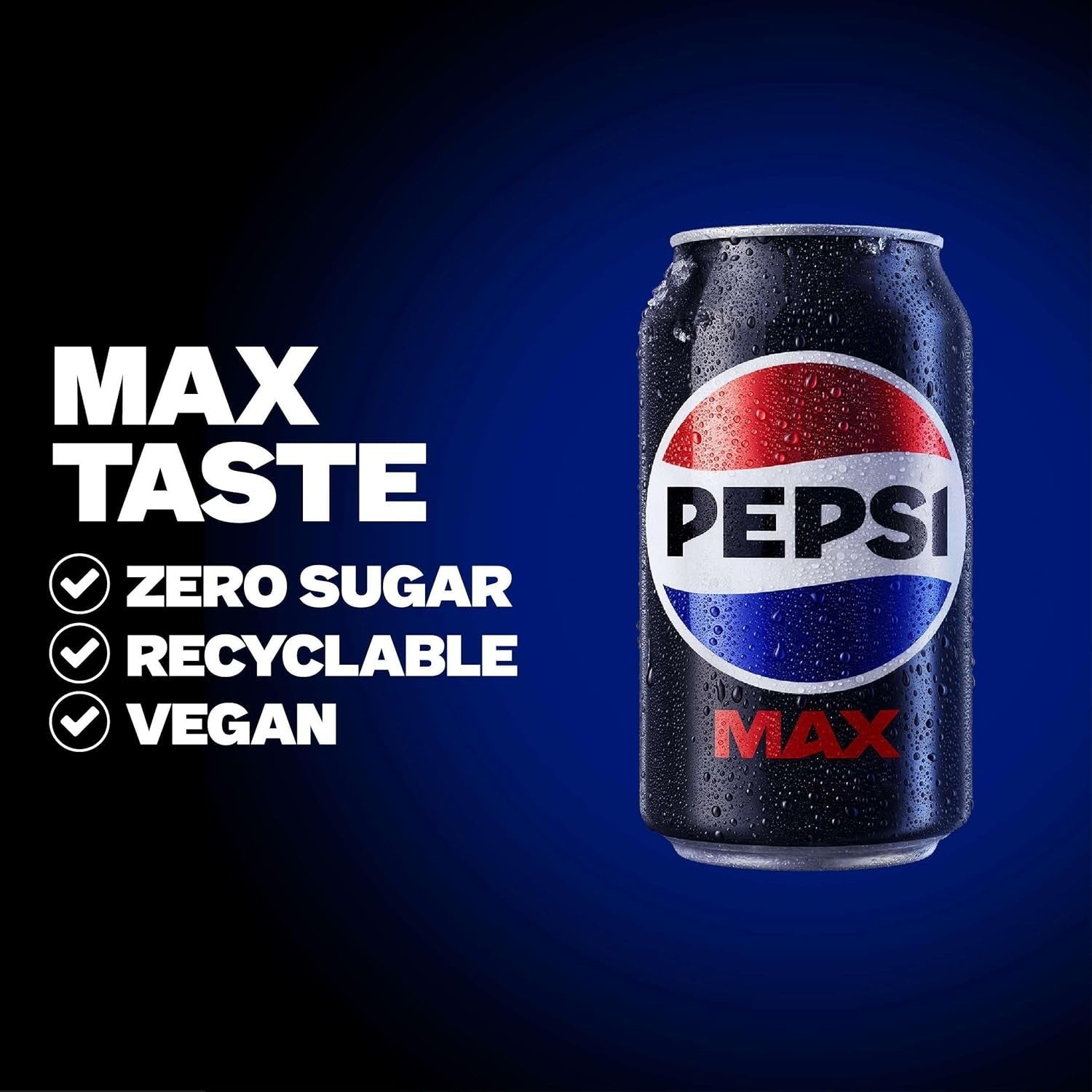 Pepsi Max No Sugar Cola Cans 24 x 330ml Low Calorie Soft Drink Multipack by Pepsi