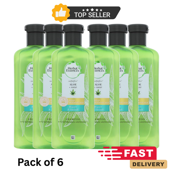 Herbal Essences Pure Aloe & Hemp Shampoo 6x225ml Sulphate Free for Dry Hair