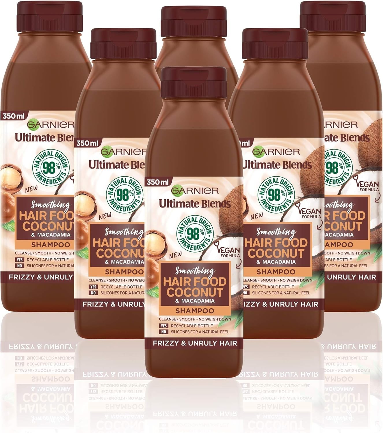 Garnier Ultimate Blends Coconut Shampoo Curly Hair 350ml x6 | Natural Care by Garnier