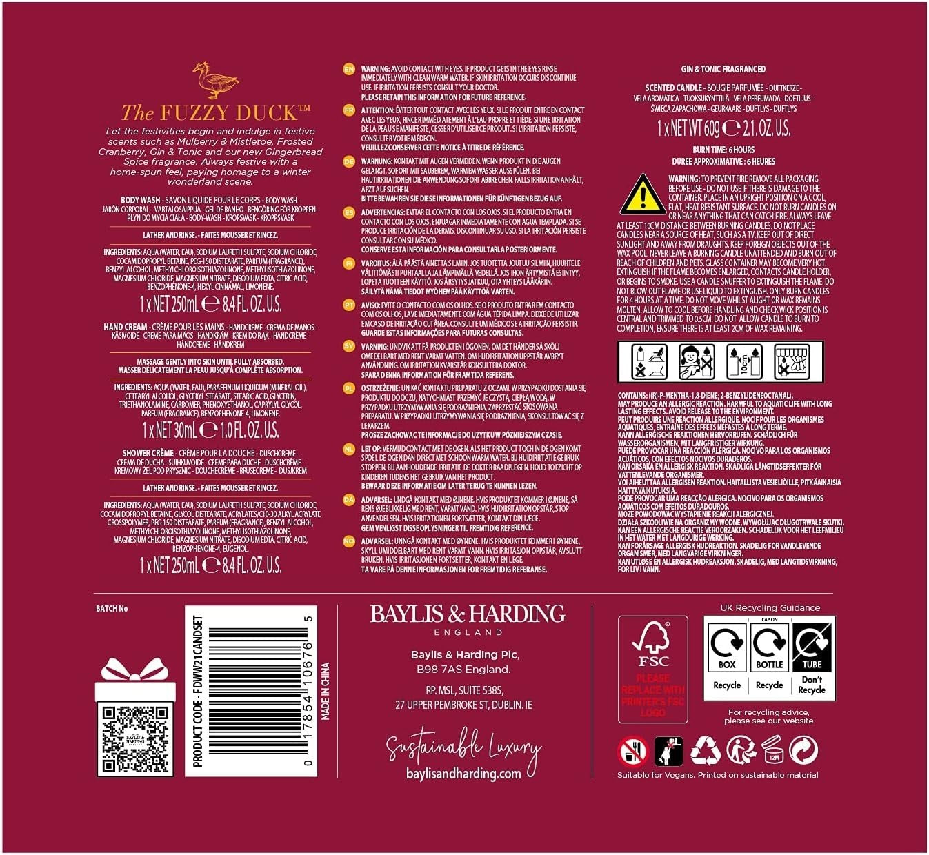 Baylis & Harding Fuzzy Duck Winter Wonderland Luxury Candle Gift Set Vegan by Baylis & Harding