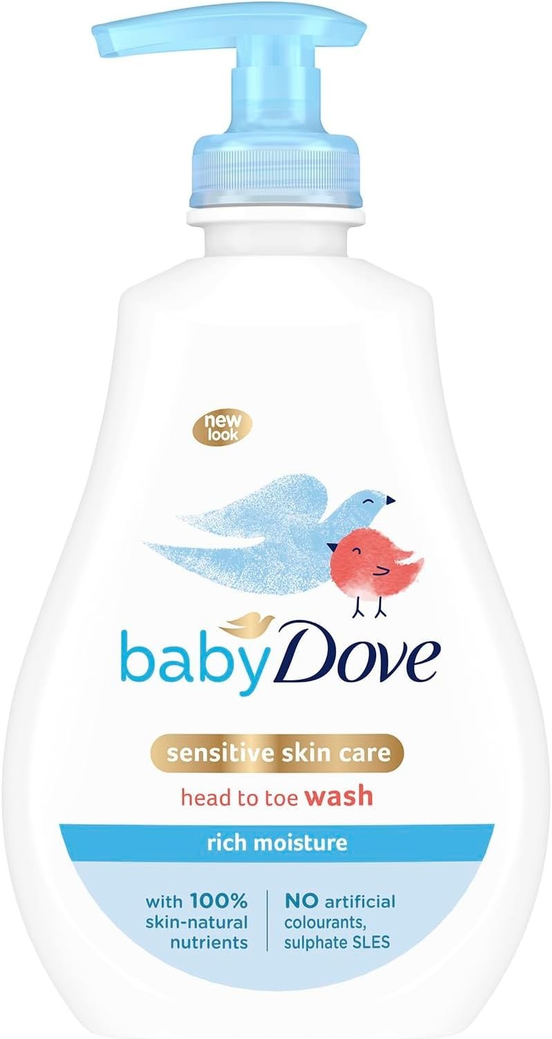 Baby Dove Rich Moisture Head to Toe Wash 400ml x3 | Gentle Newborn Body & Hair by Baby Dove
