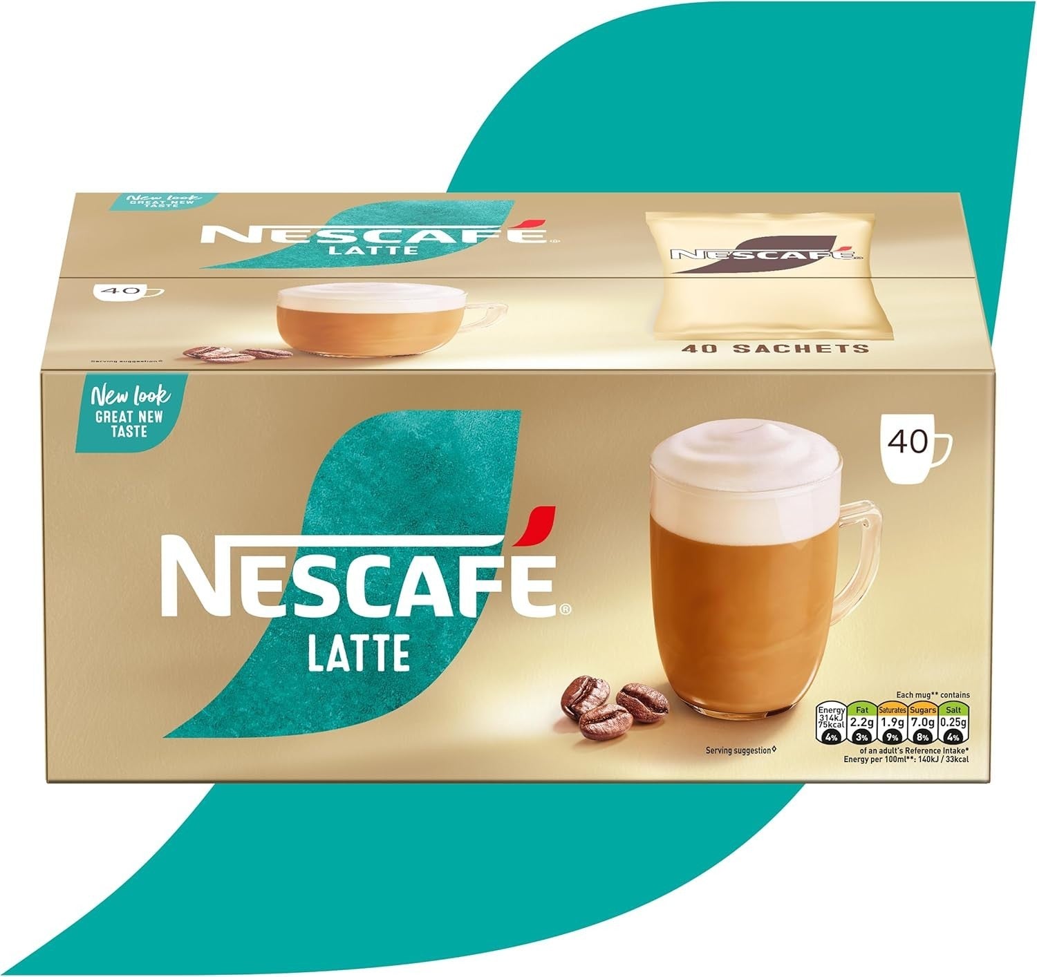 NESCAFÉ Latte Instant Coffee Sachets 40 x 18g Creamy Coffee Shop Style Drink by NESCAFÉ