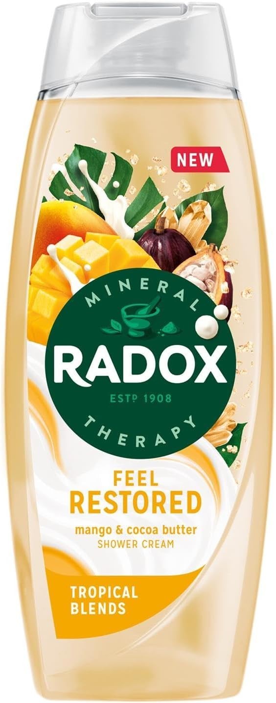 Radox Feel Restored Shower Gel 450ml Pack of 10 Mango & Cocoa Butter Body Wash by RADOX