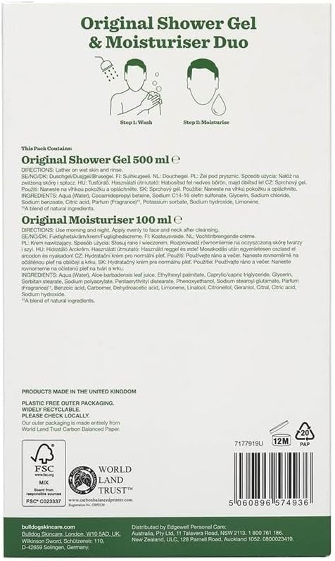 Bulldog Skincare Original Body Care Duo Gift Set | Shower Gel & Moisturiser Men by BULLDOG