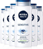 NIVEA MEN Sensitive Shower Gel 6 x 500ml | Alcohol-Free | For Sensitive Skin by NIVEA