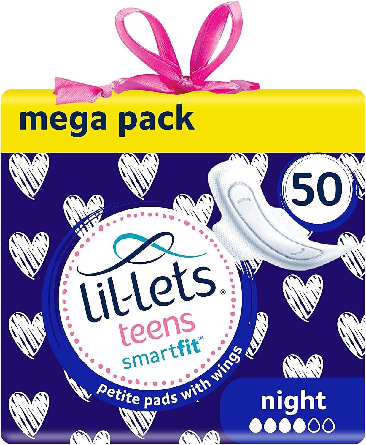 Lil-Lets Teens Night Pads with Wings 5x10 Fragrance Free Sanitary Towels by Lil-Lets