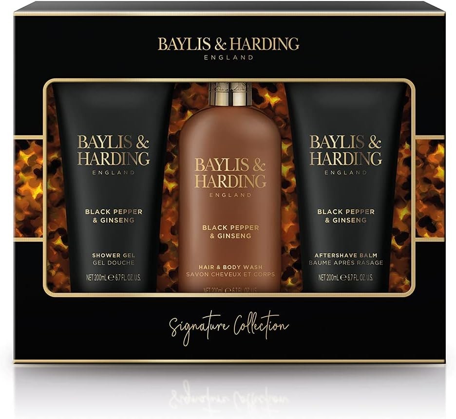 Baylis & Harding Men’s Black Pepper & Ginseng Bathing Trio Gift Set | Vegan by Baylis & Harding