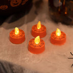 Halloween Flickering LED Tealight Candles 4 Pack with Batteries Orange by Unbranded