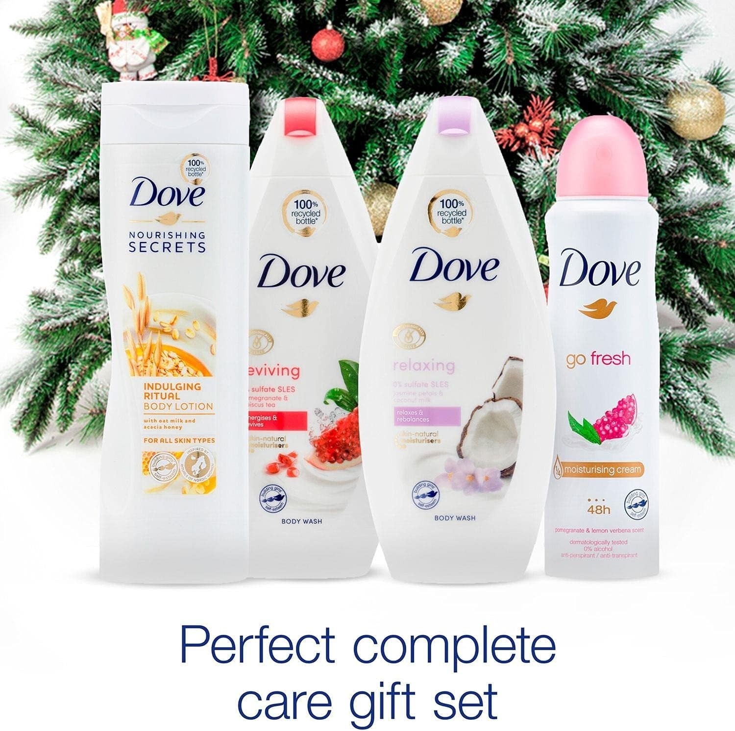 Dove Radiantly Refreshing Complete Gift Set for Women 6 Piece with Shower Puff by Dove