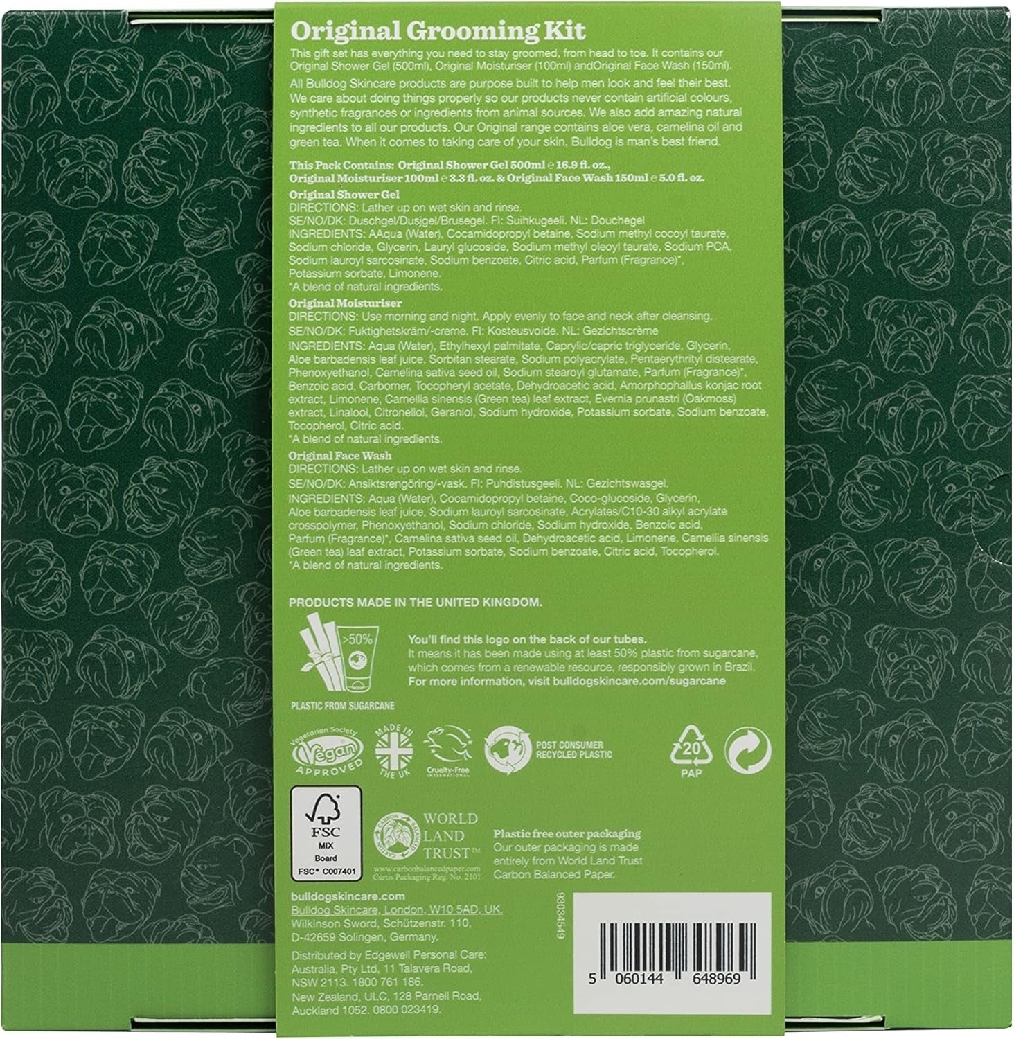 BULLDOG Skincare Original Grooming Kit Men’s Face Wash, Shower Gel & Moisturiser by BULLDOG