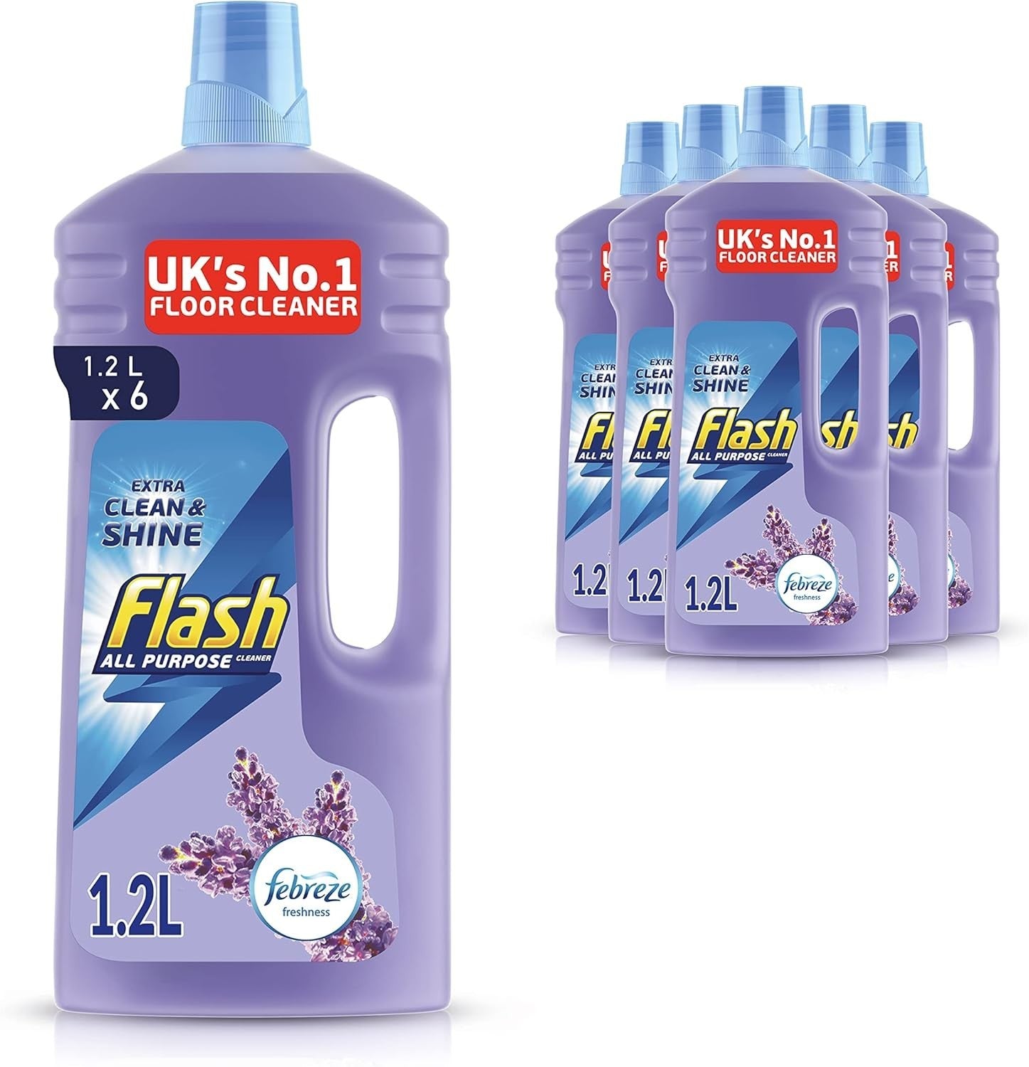 Flash All Purpose Floor Cleaner Lavender 1.2L x6 | Concentrated Liquid by Flash