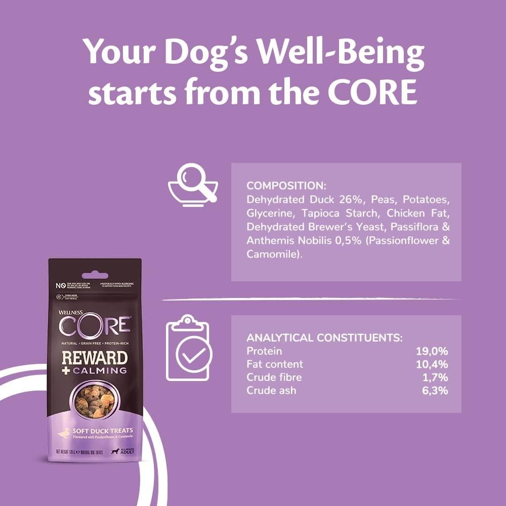 Wellness CORE Reward+ Calming Dog Treats Duck & Chamomile 170g Grain Free by Wellness CORE