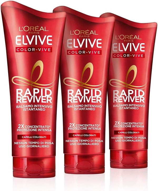 L'Oreal Elvive Color Vive Rapid Reviver Conditioner 3x180ml for Dyed Hair