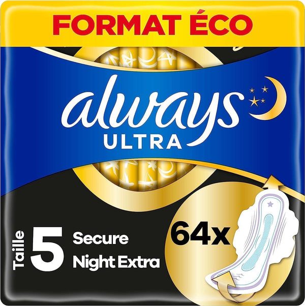 Always Ultra Sanitary Towels Size 5 Night Pads With Wings