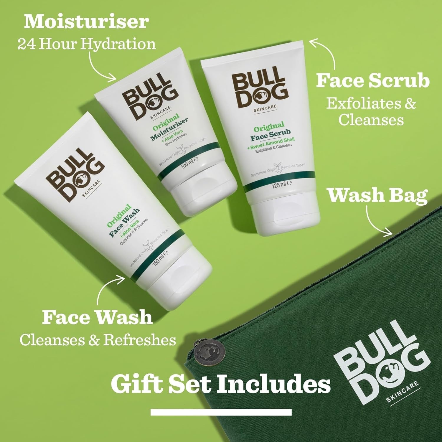 Bulldog Skincare Men’s Gift Set | Original Face Wash, Moisturiser & Cream Kit by BULLDOG
