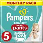 Pampers Baby-Dry Size 5 Nappy Pants 132 Count Easy-On Diapers Up to 12H Dryness by Pampers
