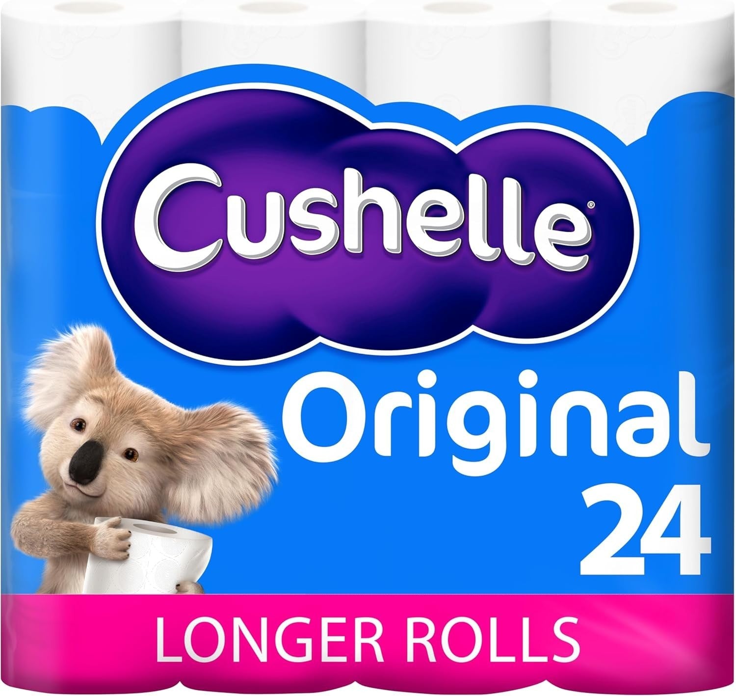 Cushelle Original Toilet Paper 24 Longer Rolls | 2-Ply Soft & Absorbent Tissue by Cushelle