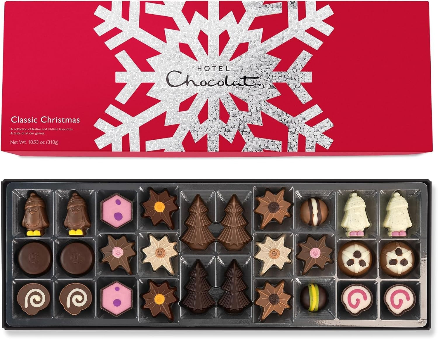 Hotel Chocolat Classic Christmas Sleekster 28 Luxury Chocolates Gift Box 320g by Hotel Chocolat
