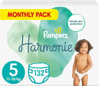 Pampers Harmonie Nappies Size 5 (11-16kg) 132 Count Monthly Pack Cotton by Pampers
