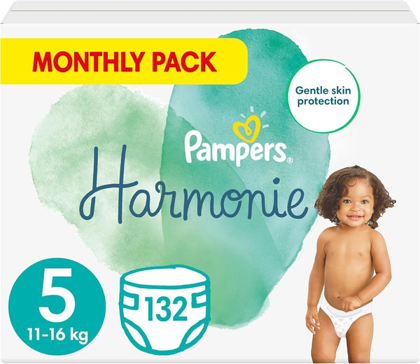 Pampers Harmonie Nappies Size 5 (11-16kg) 132 Count Monthly Pack Cotton