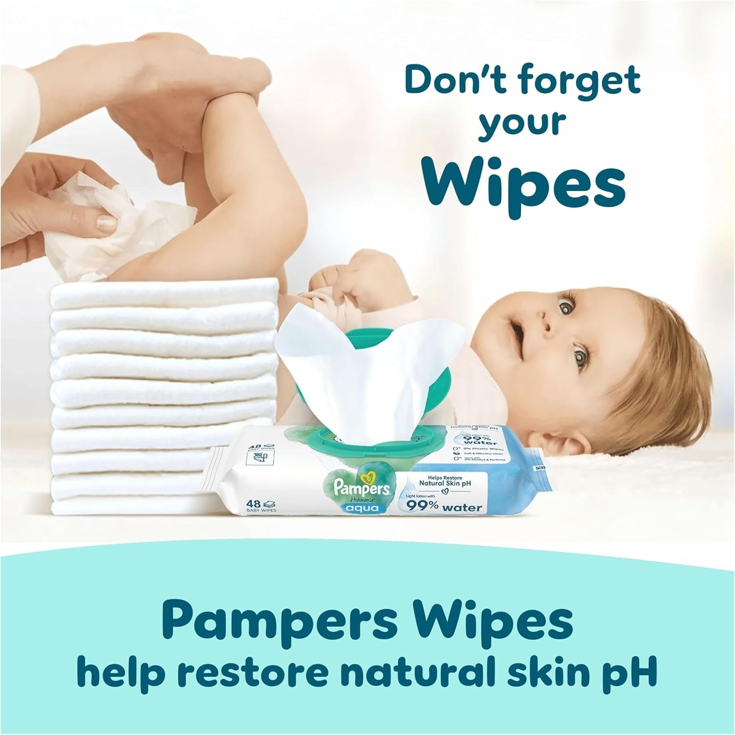 Pampers Premium Protection Pants Size 4 168 Nappies + Aqua Baby Wipes Pack by Pampers