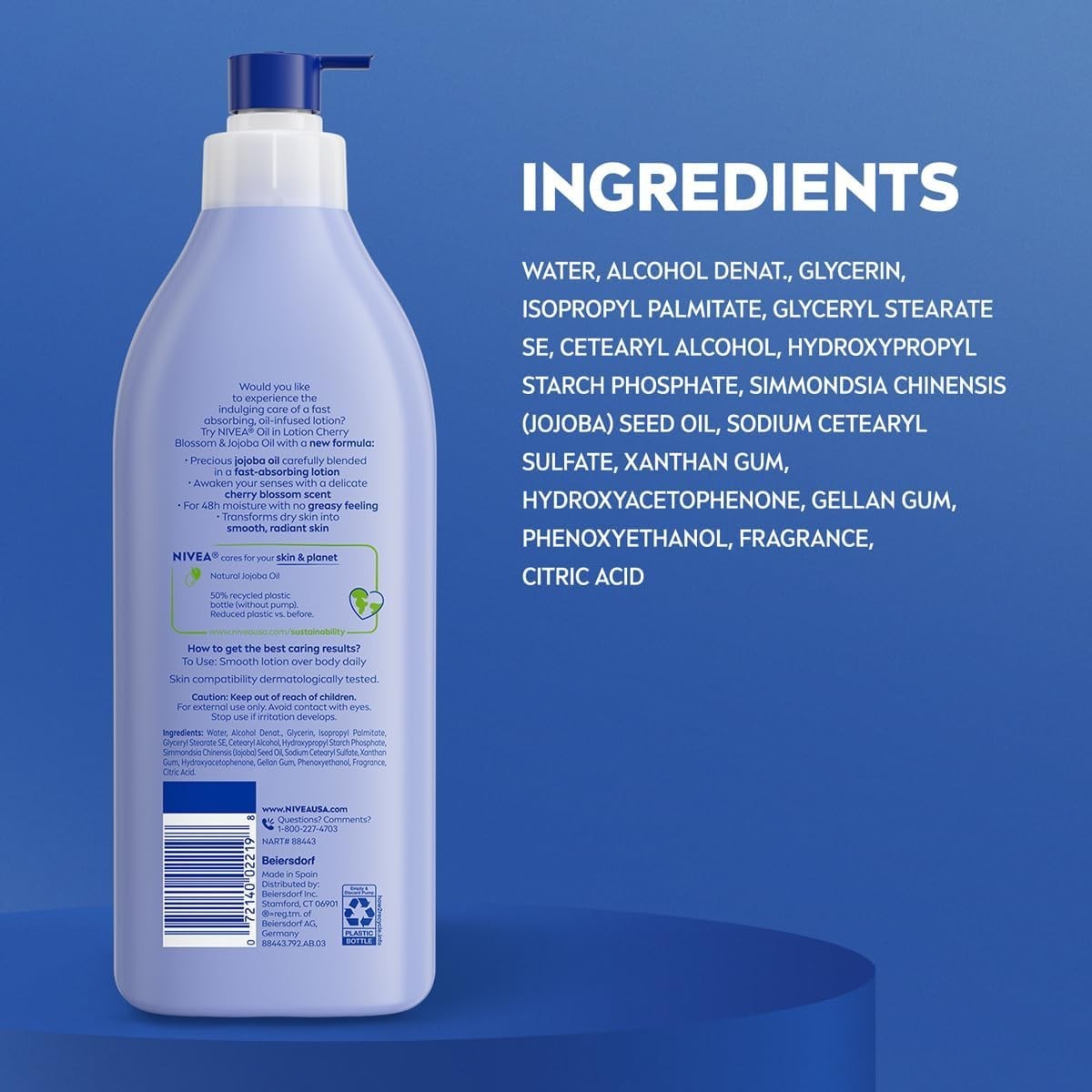 NIVEA Cherry Blossom & Jojoba Oil Body Lotion 500ml Moisturiser for Dry Skin by NIVEA