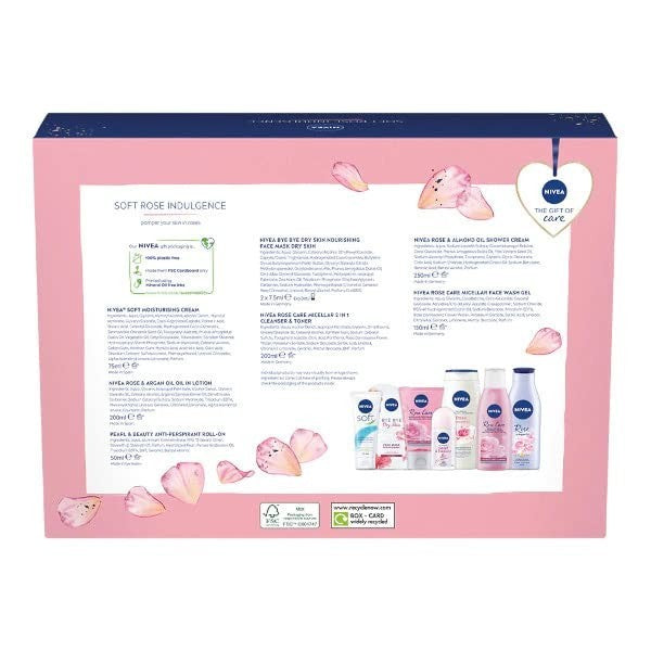 NIVEA Soft Rose Indulgence 7PC Gift Set | Moisturizing Skin Care | Pamper Gift by NIVEA