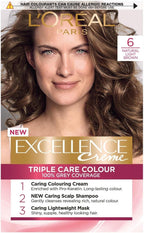 L’Oréal Excellence Crème 6 Natural Light Brown Hair Dye | 100% Grey Coverage by L'Oreal Paris