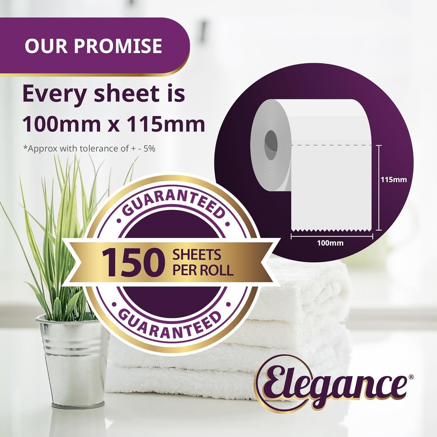 Elegance Supreme Soft Toilet Roll | Bulk Buy 1 Pack x 24 Rolls | Strong & Gentle by Elegance