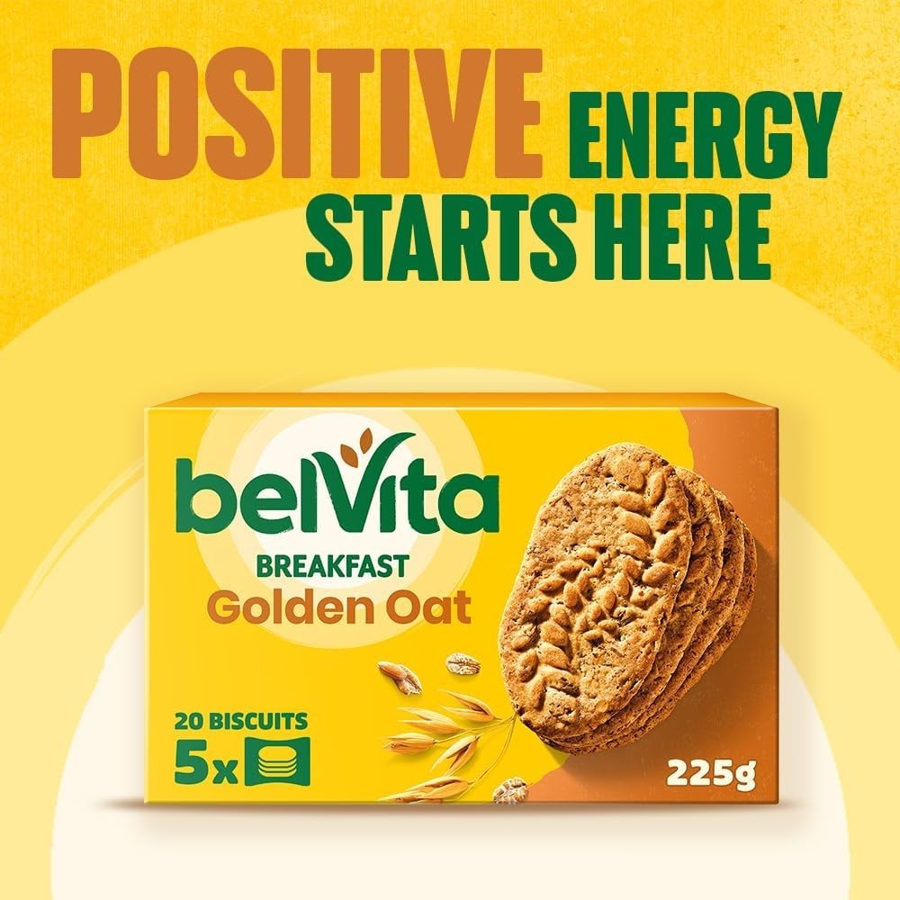 BelVita Breakfast Biscuits Golden Oat 5x45g Pack of 10 | 200 Wholegrain Cookies by Belvita