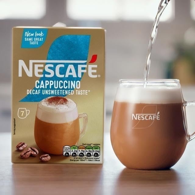 NESCAFÉ Decaf Cappuccino Unsweetened Sachets 7x8 Packs Total 56 Coffee Sachets by NESCAFÉ