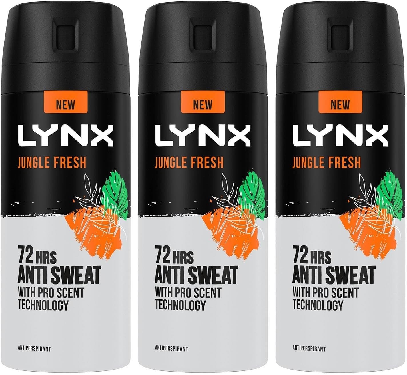 Lynx Jungle Fresh Deodorant Spray for Men 150ml Pack of 3 | 72H Protection by Lynx