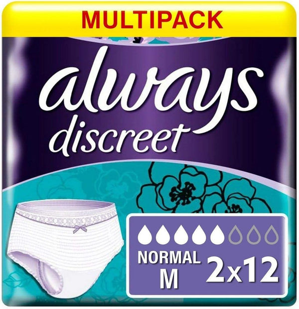 Always Discreet Women Incontinence Pants Size M 24 Count