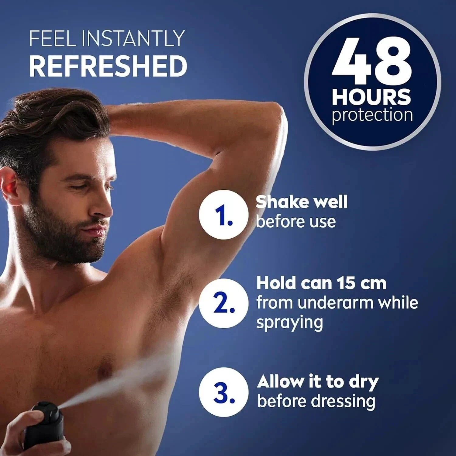 NIVEA MEN DEEP Antiperspirant Deodorant Spray 150ml x6 – Long Lasting Freshness by Nivea Men