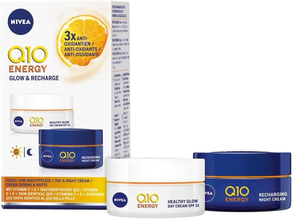 NIVEA Q10 Energy Duo Pack Day & Night Face Cream Vitamin C+E Moisturising 50ml