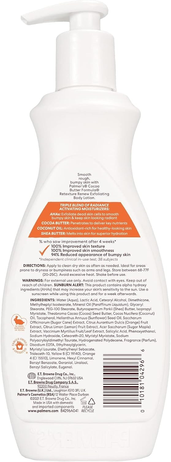 Palmer’s Cocoa Butter Exfoliating Body Lotion 400ml | Renew & Hydrate Dry Skin by Palmer’s