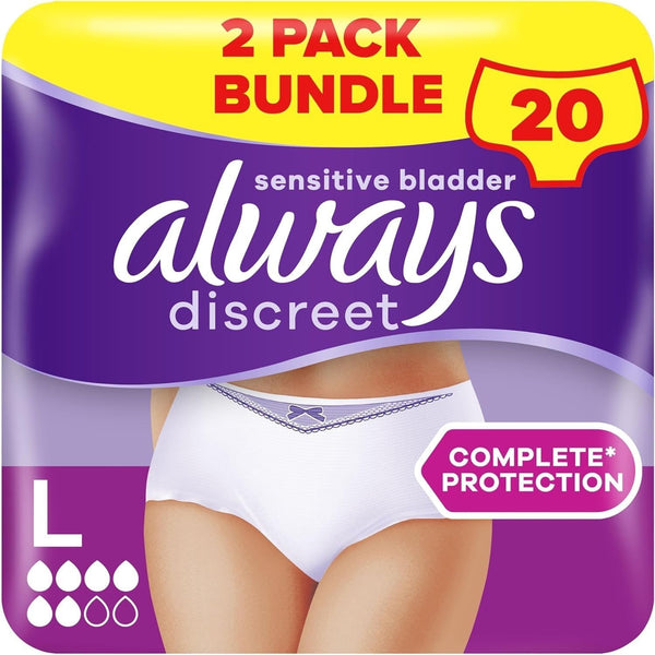 Always Discreet Incontinence Pants Women Large 20 Count