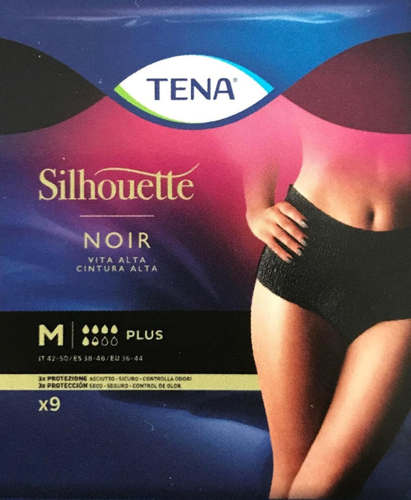 Disposable Incontinence Underwear | TENA Silhouette High Waist Black Briefs Pack 9