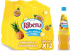 Ribena Pineapple & Passionfruit Squash 850ml x12 No Added Sugar Vitamin C Drink by Ribena