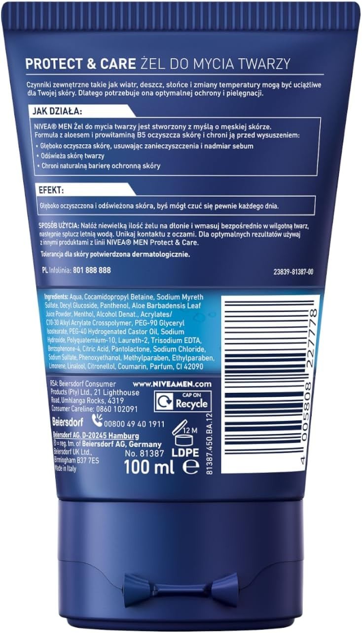 NIVEA Men Deep Cleaning Face Wash 150ml Aloe Vera Cleanser Pack of 3 by Nivea Men